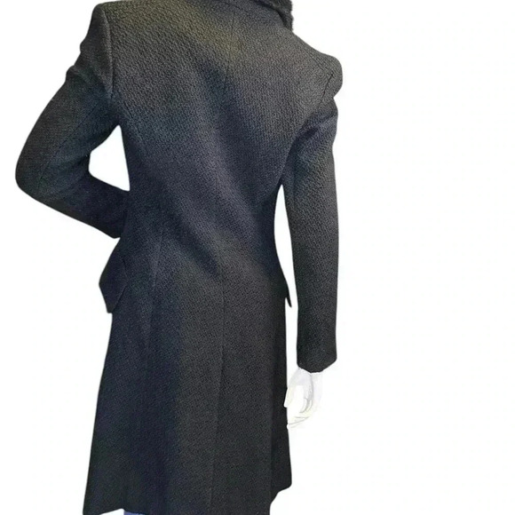 Guess by Marciano unique asymmetrical black wool coat faux fur trim. - Picture 9 of 16